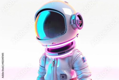 Astronaut glowing outfit futuristic technology protection. photo