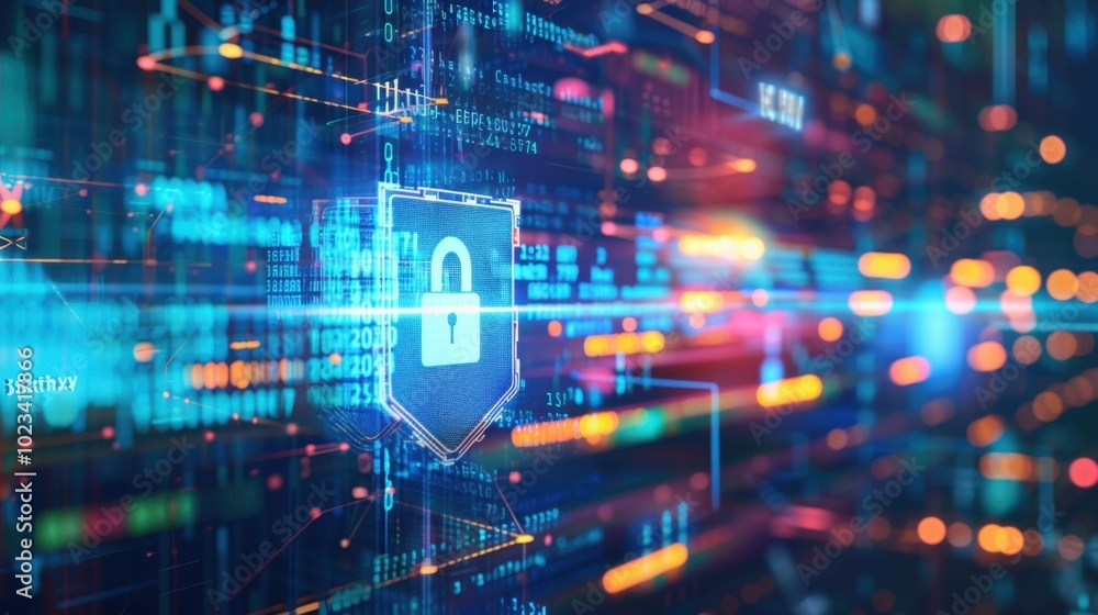 Digital Security Concept with Lock and Data Background Digital Security Concept with Lock and Data Background
