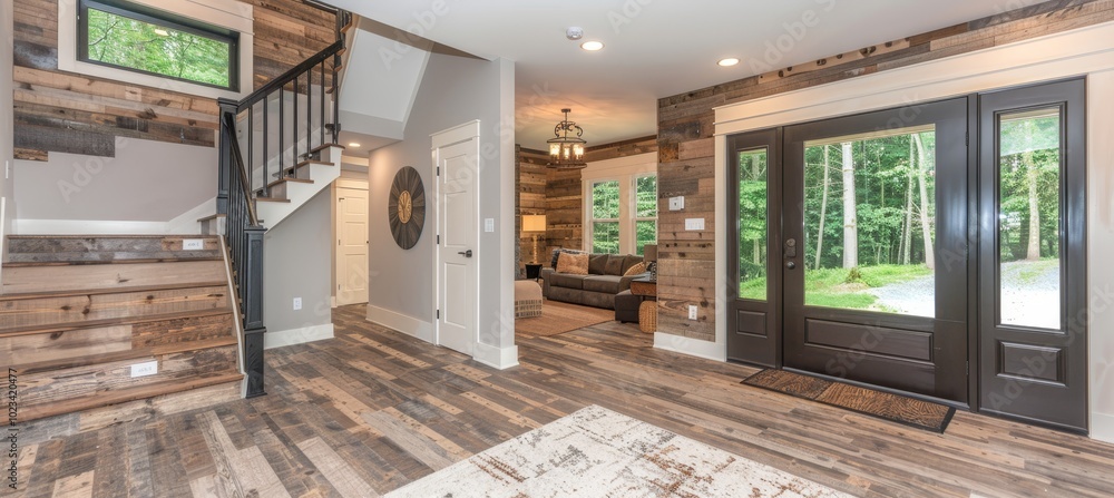 Charming and welcoming entryway featuring elegant and trendy home decor elements Charming and welcoming entryway featuring elegant and trendy home decor elements