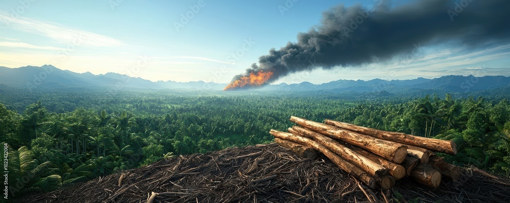 Naklejka premium A powerful visual of deforestation