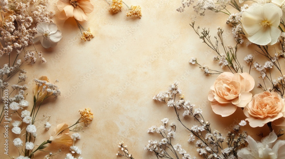 Floral Frame on Cream Background Floral Frame on Cream Background