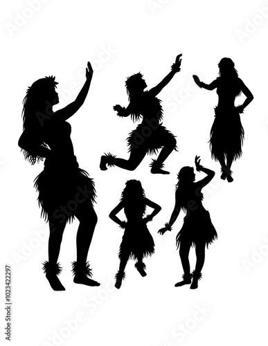 Hawaiian hula girl dance silhouette