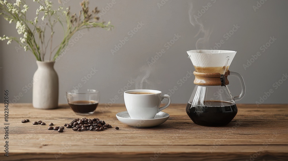 Beautifully Arranged Pour Over Coffee Setup Beautifully Arranged Pour Over Coffee Setup