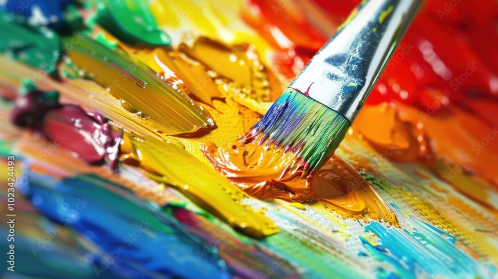 Vibrant Brush Stroke on Colorful Palette Vibrant Brush Stroke on Colorful Palette