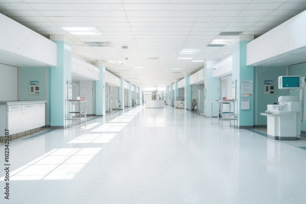 Fototapeta premium Hospital architecture building corridor.