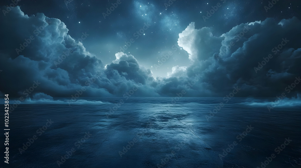 Dark Blue Night Sky with Clouds and Stars - Abstract Background Dark Blue Night Sky with Clouds and Stars - Abstract Background
