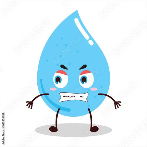 cute angry expression of water drop cartoon character
