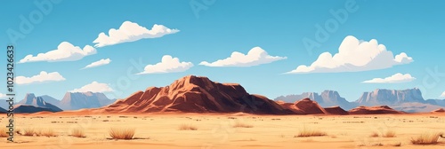 2D animated cartoon desert, 