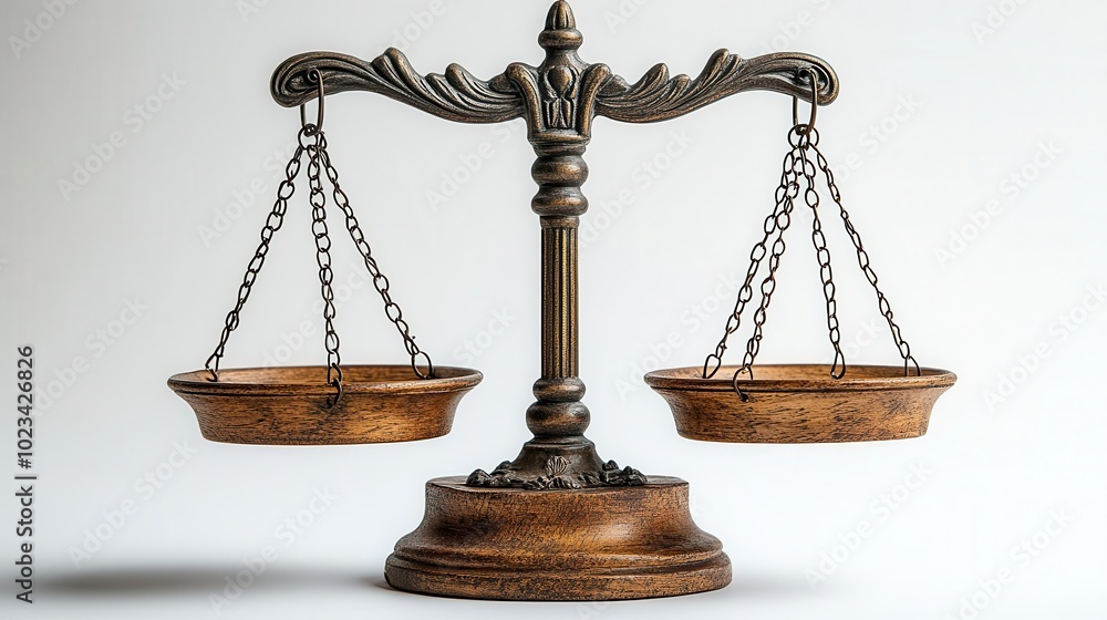 judicial scales symbolizing justice positioned on a clean white background representing fairness law and the balance of rights and responsibilities within society judicial scales symbolizing justice positioned on a clean white background representing fairness law and the balance of rights and responsibilities within society