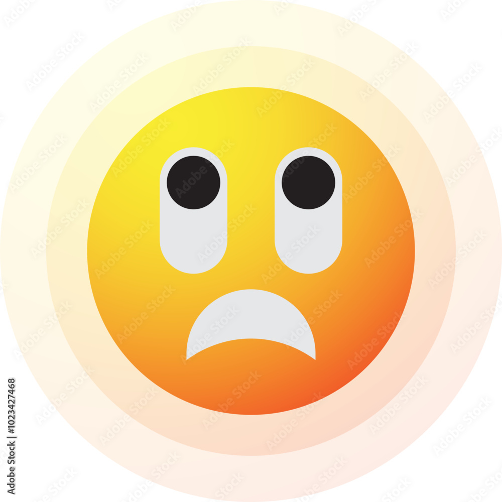 Fototapeta premium Sad Sun Emoji, Bad Mood Sun Emotion Icon Illustration