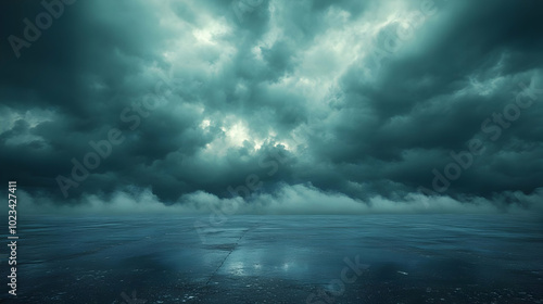 Dark Stormy Sky and Wet Ground Background