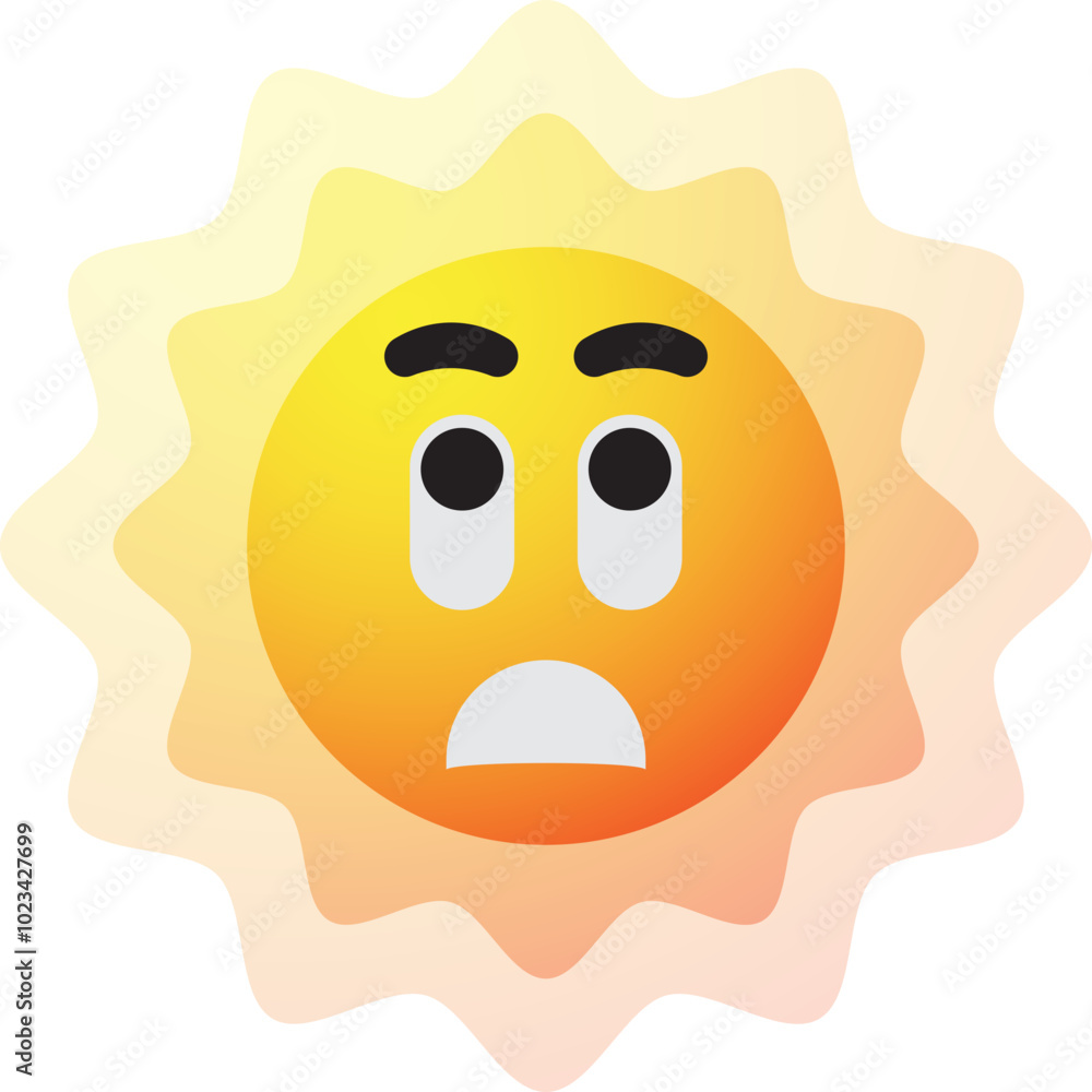 Sad Sun Emoji, Bad Mood Sun Emotion Icon Illustration Sad Sun Emoji, Bad Mood Sun Emotion Icon Illustration