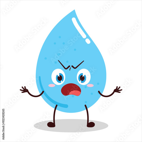 cute why expression of water drop cartoon character