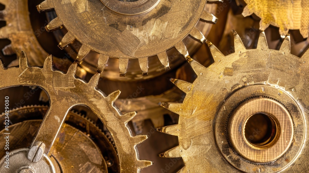 Intricate Bronze Gears in Steampunk Design Intricate Bronze Gears in Steampunk Design