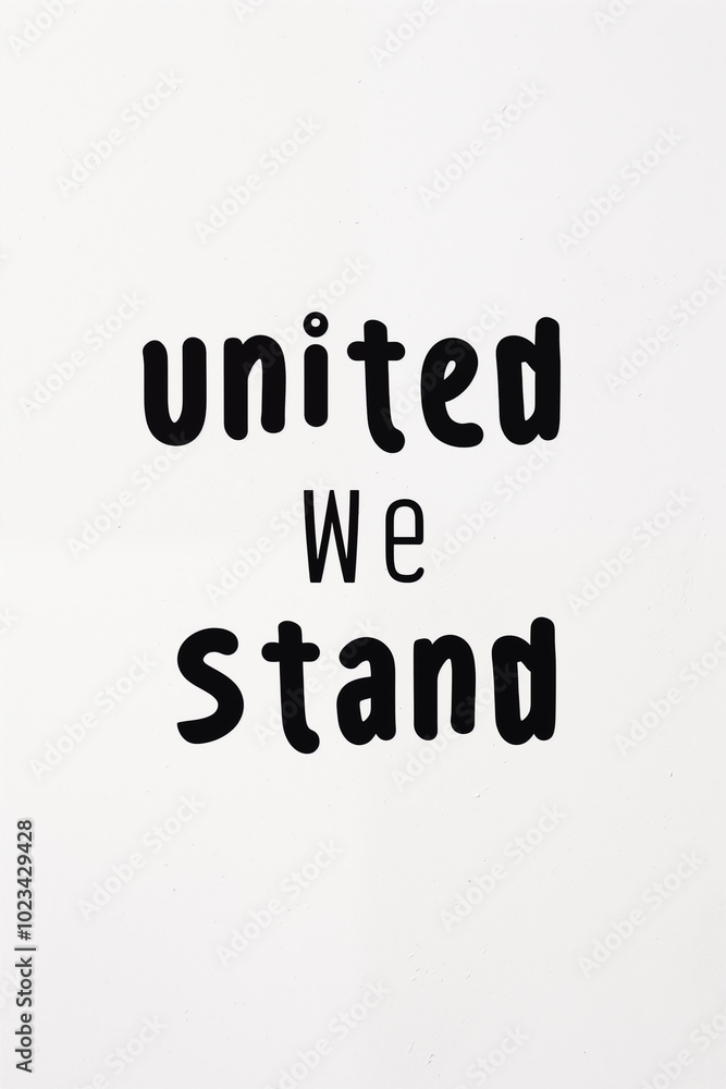 United we stand message written in black text on white background United we stand message written in black text on white background