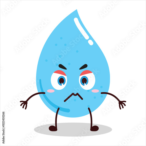 cute irritated expression of water drop cartoon character