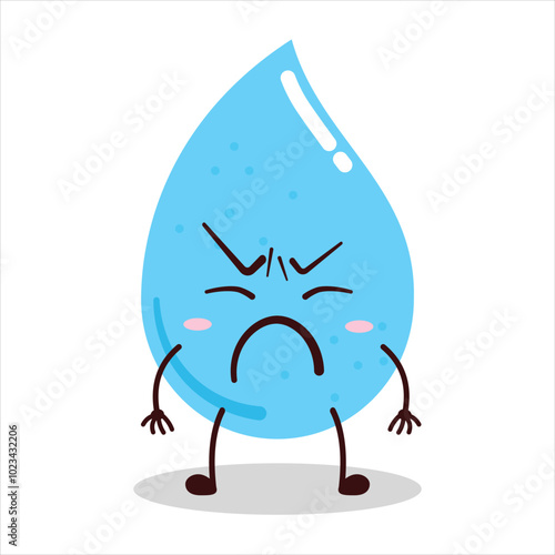 cute annoyed expression of water drop cartoon character
