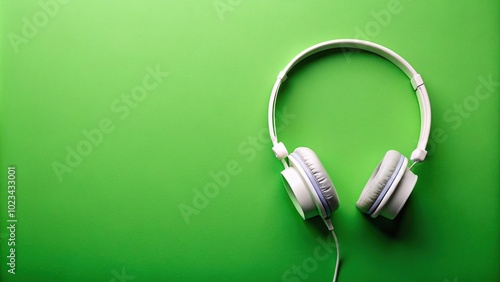 Headphones on green background with white