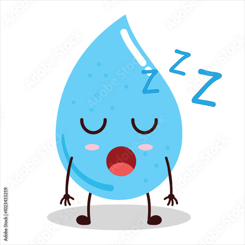 cute rest expression of water drop cartoon character