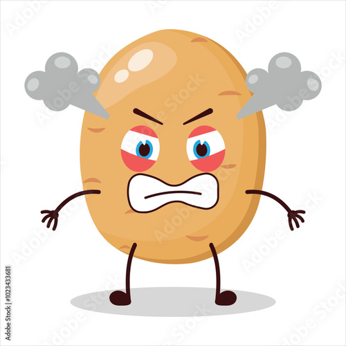 cute furious expression of potato cartoon character