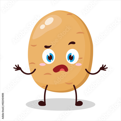 cute don't know expression of potato cartoon character