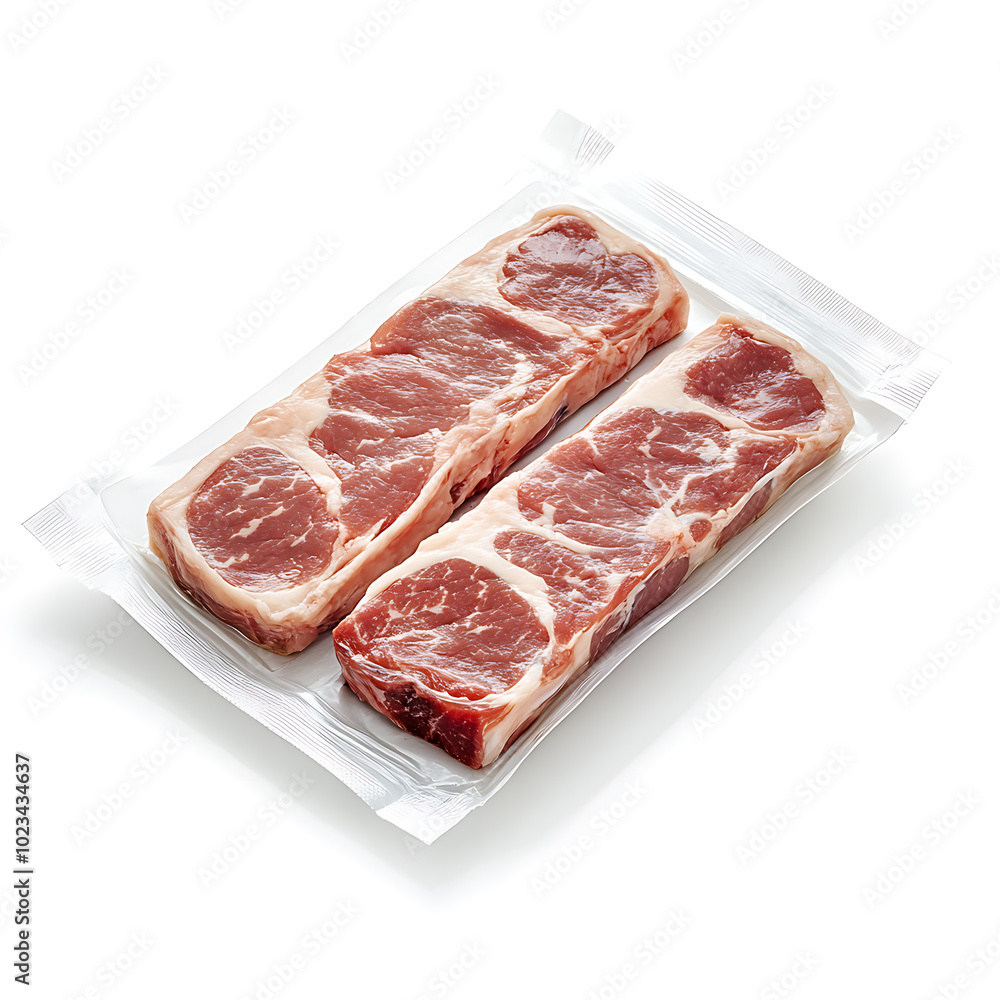 Wrapped Meat, white background, the beauty of the fat lines in delicious beef Wrapped Meat, white background, the beauty of the fat lines in delicious beef
