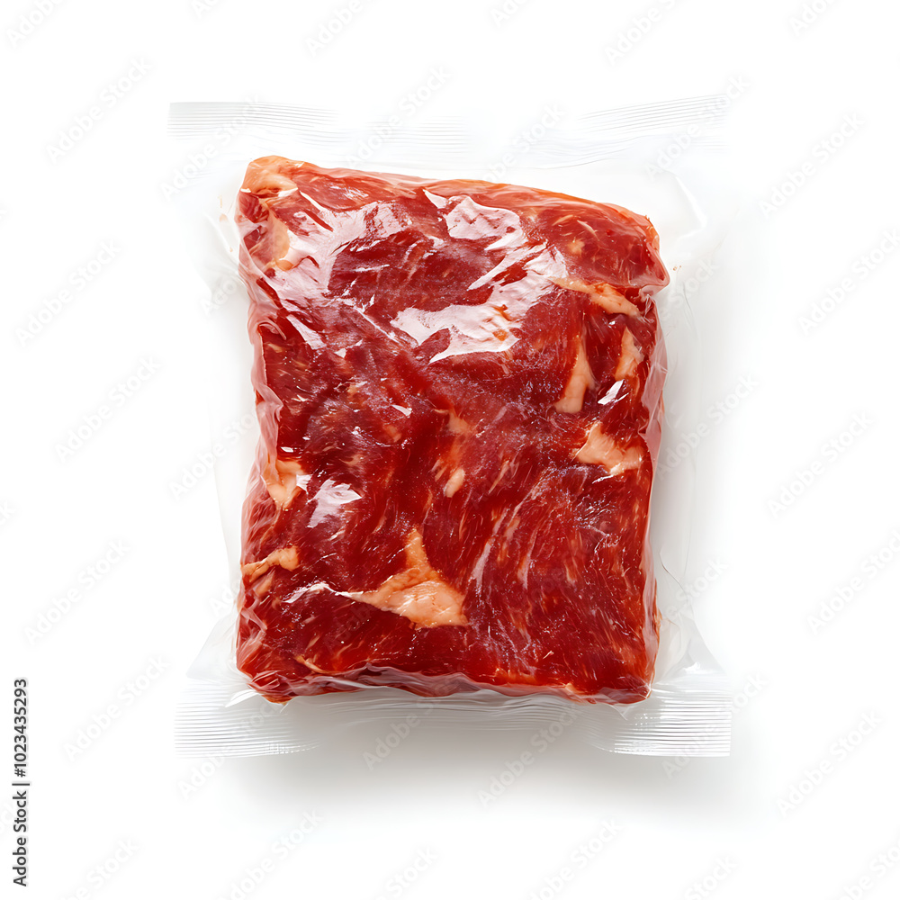 Wrapped Meat, white background, the beauty of the fat lines in delicious beef Wrapped Meat, white background, the beauty of the fat lines in delicious beef