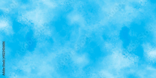 Vector blue watercolor art background with white clouds and blue sky. Light sky blue shades watercolor background. Sky Nature Landscape Background. sky background with white fluffy clouds. panorama.