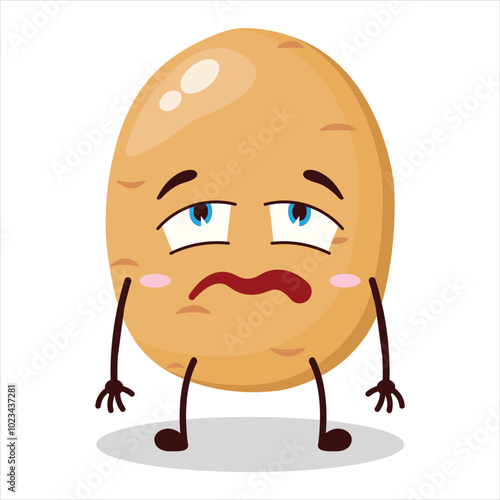 cute lazy expression of potato cartoon character