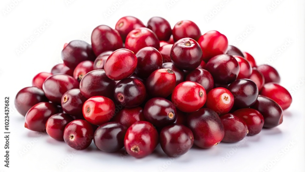 Heap of cranberries on white surface Heap of cranberries on white surface