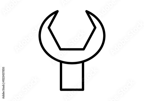 Icono negro de llave inglesa en fondo blanco