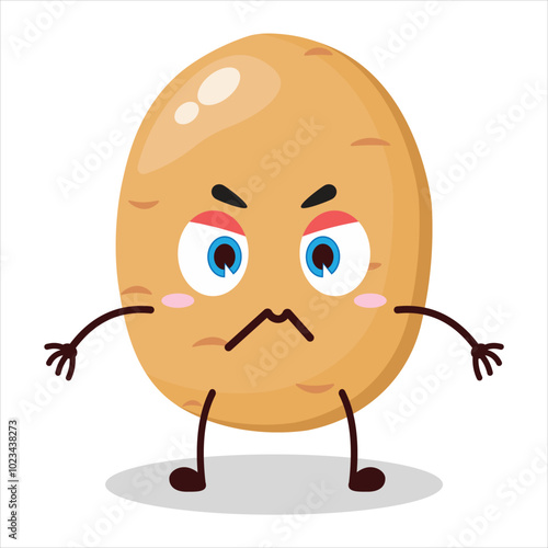 cute annoyed expression of potato cartoon character