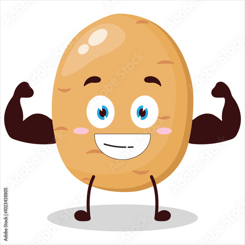 cute masculine healthy athlete expression of potato cartoon character