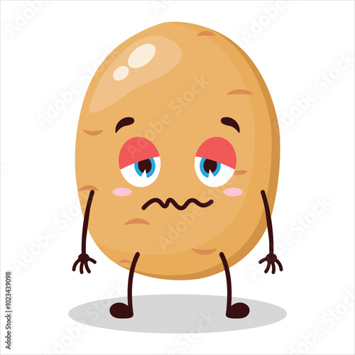 cute grumpy expression of potato cartoon character