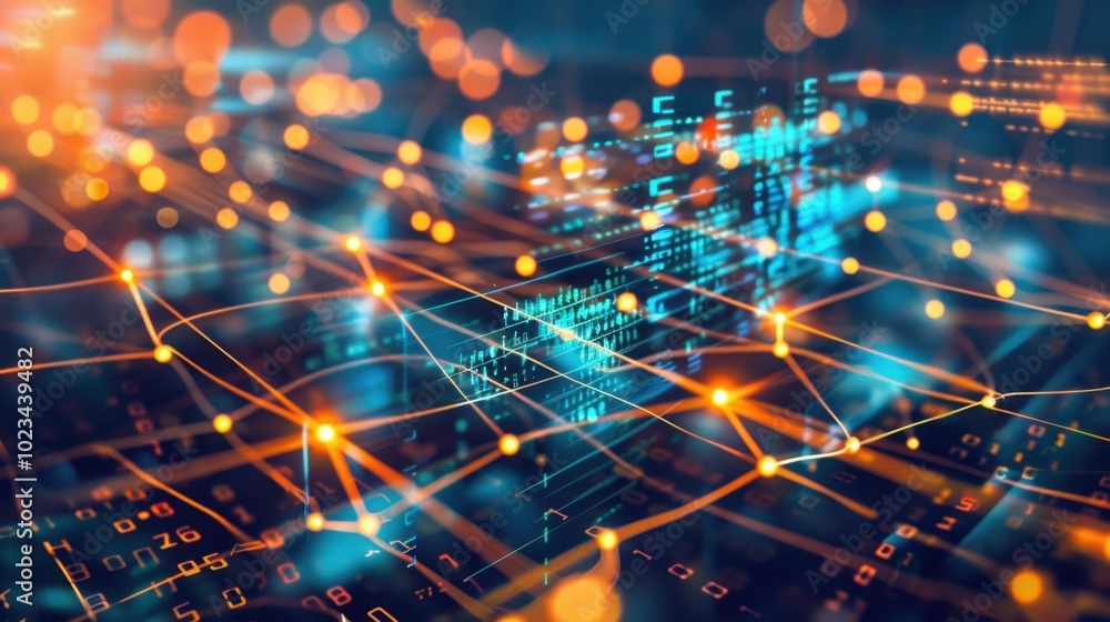 Obraz premium Abstract Digital Network with Glowing Connections