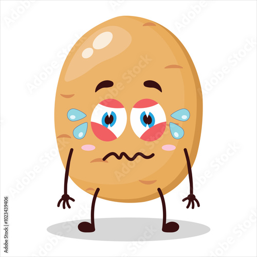 cute upset expression of potato cartoon character