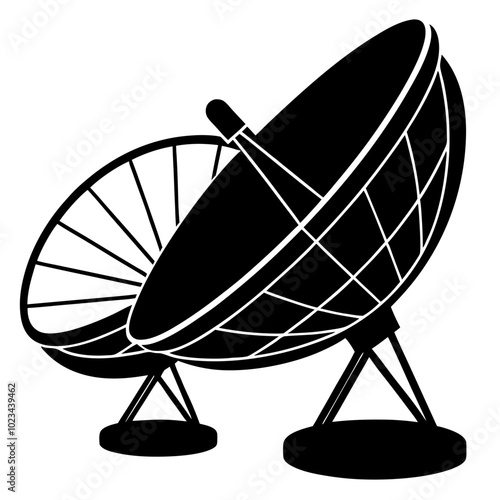 A satellite dishes silhouette vector,icon illustration on white background.