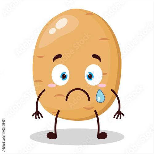 cute nervous expression of potato cartoon character