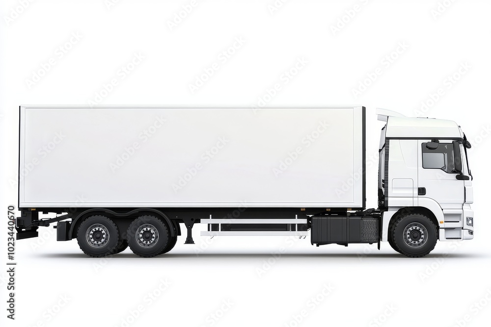 Big Truck with Semi-Trailer Mockup Isolated on White Background Big Truck with Semi-Trailer Mockup Isolated on White Background