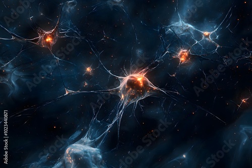 neuron and neural network , representing connection, science and biology