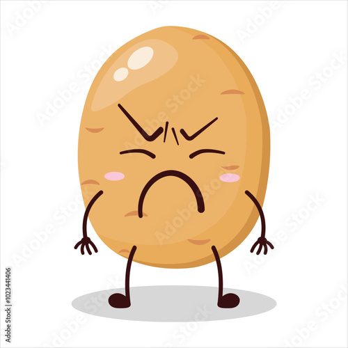 cute irritated expression of potato cartoon character