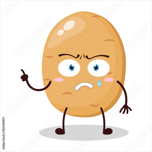 cute weird expression of potato cartoon character