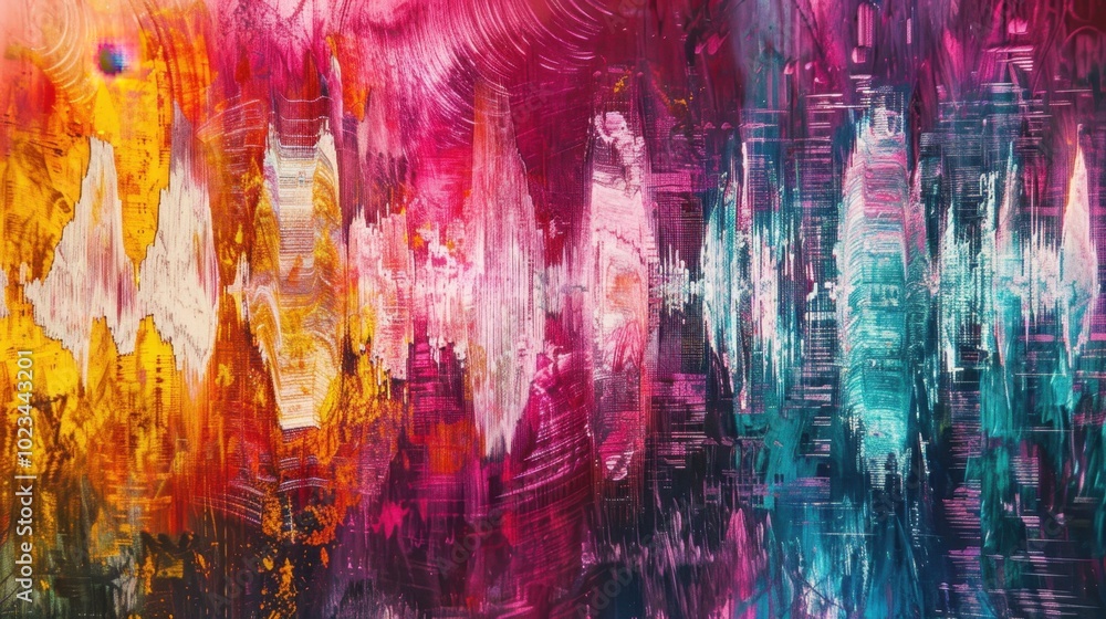 Obraz premium Vibrant Abstract Sound Wave Patterns in Colorful Design
