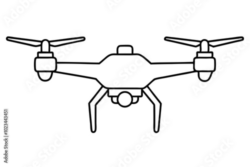 Drone line art vector, drone camera icon outline drawing vector illustration	