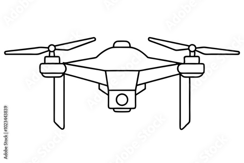 Drone line art vector, drone camera icon outline drawing vector illustration	