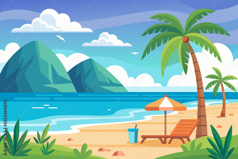 Fototapeta premium Beach landscape illustration