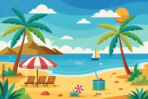 Beach landscape illustration