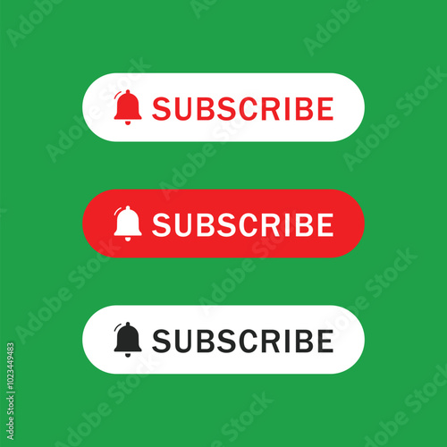 Subscribe now button design. subscribe and follow me button. button with bell. subscribe button set icon. vector icon