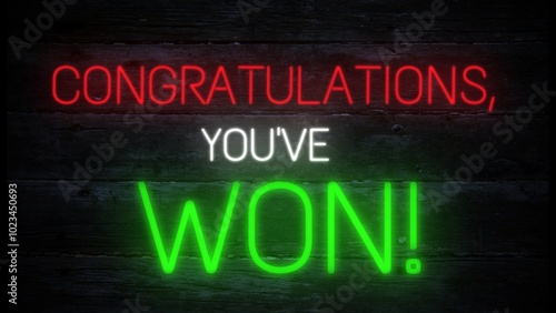 congratulations you've won neon effect sign