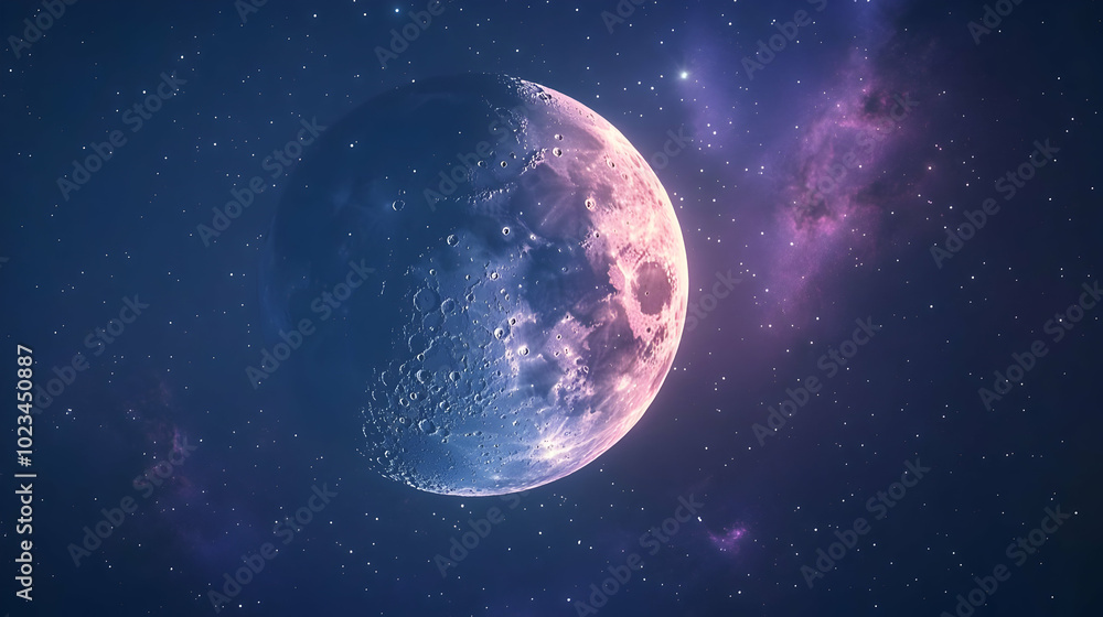 Obraz premium Crescent Moon and Stars - Illustration